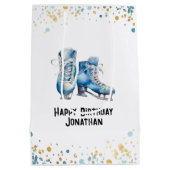 アイスホッケースケートで滑る抱き枕パーティー ミディアムペーパーバッグ (裏面)