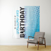 アイスホッケースケートで滑る誕生日パーティフォトオペメモリ タペストリー (インサイチュ)