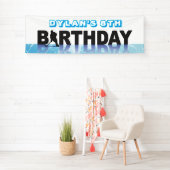 アイスホッケースケートで滑る誕生日パーティフォトオペメモリ 横断幕 (インサイチュ)