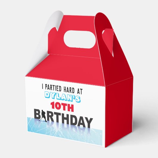 アイスホッケースケートで滑る誕生日パーティーロットキャンディーギフト フェイバーボックス (裏面サイド)