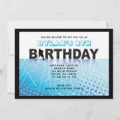 アイスホッケースケートで滑る誕生日パーティー招待 招待状 (正面)