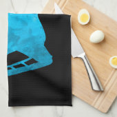 アイスホッケースケートタオルターコイズ キッチンタオル (四つ折り)