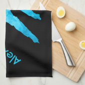 アイスホッケースケートタオルプレーヤーターコイズ キッチンタオル (四つ折り)