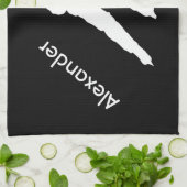 アイスホッケースケートタオルプレーヤー白黒 キッチンタオル (折り畳み)