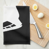 アイスホッケースケートタオル白黒 キッチンタオル (四つ折り)
