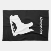 アイスホッケースケートタオル白黒 キッチンタオル (横)