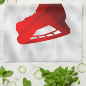 アイスホッケースケートタオル赤 キッチンタオル (折り畳み)