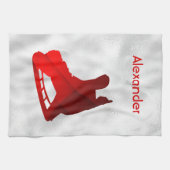 アイスホッケースケートタオル赤 キッチンタオル (横)