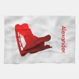 アイスホッケースケートタオル赤 キッチンタオル