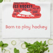 アイスホッケースケートタオル-赤いスケートと言葉 キッチンタオル (折り畳み)