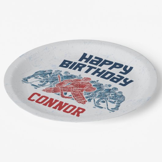 アイスホッケースケートリンクハッピーバースデー紙プレート ペーパープレート (アングル)