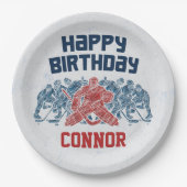 アイスホッケースケートリンクハッピーバースデー紙プレート ペーパープレート (正面)