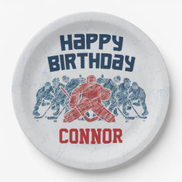 アイスホッケースケートリンクハッピーバースデー紙プレート ペーパープレート
