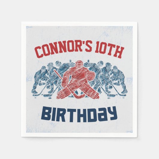 アイスホッケースケートリンクハッピーバースデー スタンダードカクテルナプキン (正面)