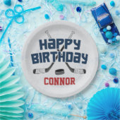 アイスホッケースケートリンクハッピーバースデー ペーパープレート (パーティー)