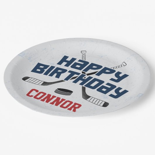 アイスホッケースケートリンクハッピーバースデー ペーパープレート (アングル)