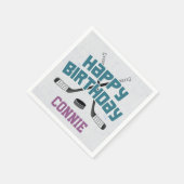 アイスホッケースケートリンク紫ハッピーバースデー スタンダードカクテルナプキン (角)