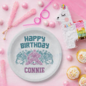 アイスホッケースケートリンク紫ハッピーバースデー ペーパープレート (パーティー)