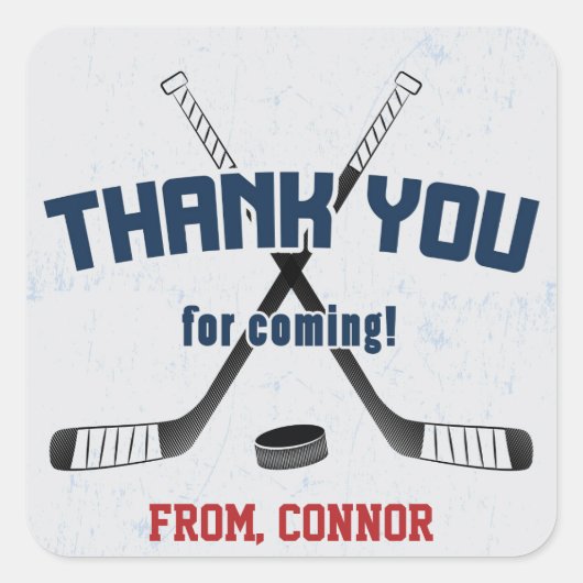 アイスホッケースケートリンク誕生日ありがとうございました スクエアシール (正面)