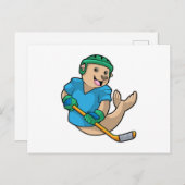 アイスホッケースティックでアイスホッケーでシール ポストカード (正面/裏面)