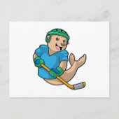 アイスホッケースティックでアイスホッケーでシール ポストカード (正面)