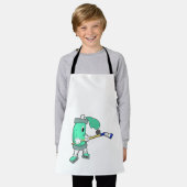 アイスホッケースティックとアイスホッケーでのアイススプレー エプロン (着用した状態)