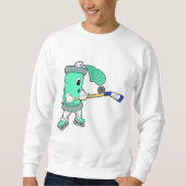 アイスホッケースティックとアイスホッケーでのアイススプレー スウェットシャツ (正面)