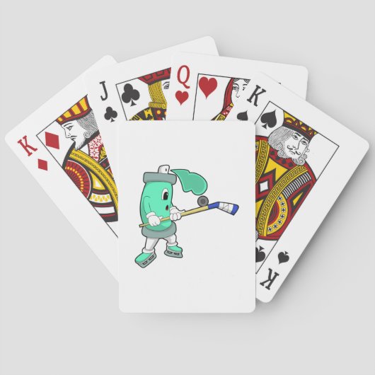 アイスホッケースティックとアイスホッケーでのアイススプレー トランプ (裏面)