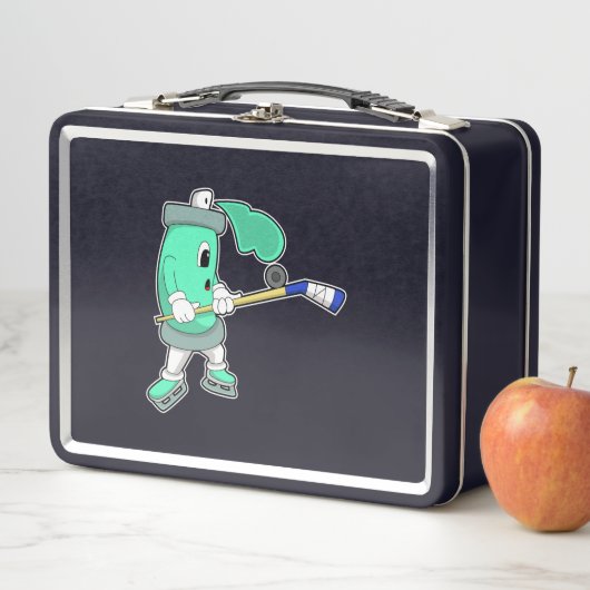 アイスホッケースティックとアイスホッケーでのアイススプレー メタルランチボックス (インサイチュ)