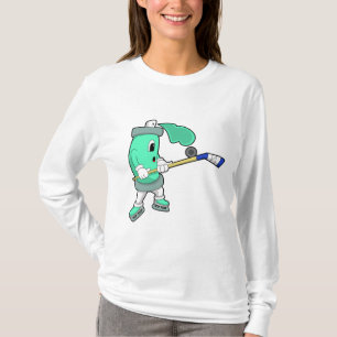アイスホッケースティックとアイスホッケーでのアイススプレー Tシャツ
