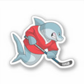 アイスホッケースティックとアイスホッケーのサメ シール (正面)