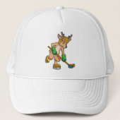 アイスホッケースティックとアイスホッケーのトナカイ キャップ (正面)