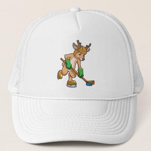 アイスホッケースティックとアイスホッケーのトナカイ キャップ (正面)