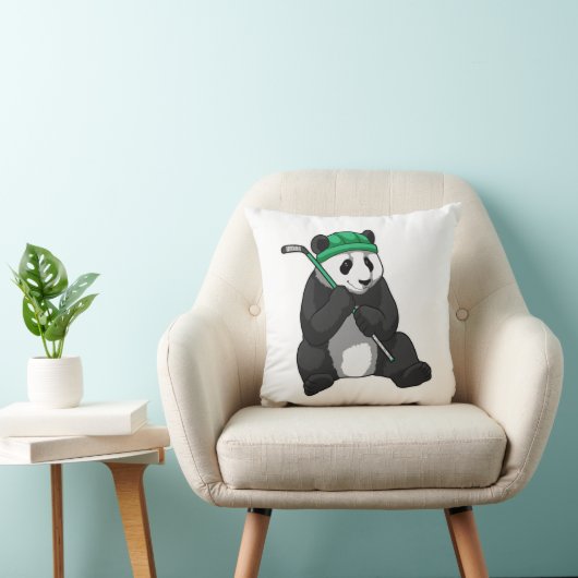アイスホッケースティックとアイスホッケーのパンダ クッション (椅子)