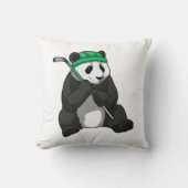 アイスホッケースティックとアイスホッケーのパンダ クッション (正面)