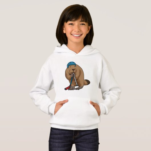 アイスホッケースティックとアイスホッケーのビーバー (正面フル)