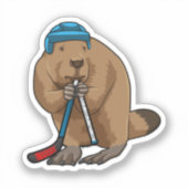 アイスホッケースティックとアイスホッケーのビーバー シール (正面)