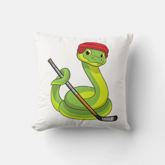 アイスホッケースティックとアイスホッケーのヘビ クッション (正面)