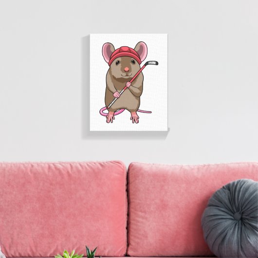 アイスホッケースティックとアイスホッケーのマウス キャンバスプリント (インサイチュ (リビング))