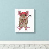 アイスホッケースティックとアイスホッケーのマウス キャンバスプリント (インサイチュ (ウッドフロア))