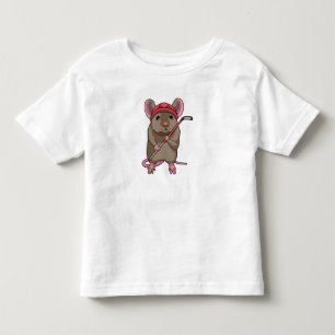 アイスホッケースティックとアイスホッケーのマウス トドラーTシャツ