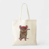 アイスホッケースティックとアイスホッケーのマウス トートバッグ (正面)