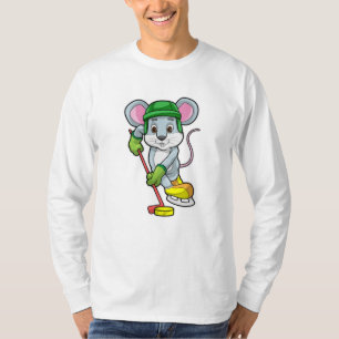 アイスホッケースティックとアイスホッケーのマウス Tシャツ