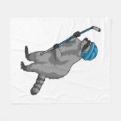 アイスホッケースティックとアイスホッケーのレークーン フリースブランケット (正面(横))