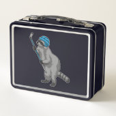 アイスホッケースティックとアイスホッケーのレークーン メタルランチボックス (裏面)