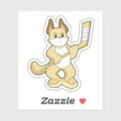 アイスホッケースティックとアイスホッケーの猫 シール (シート)