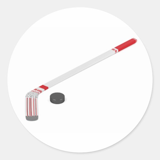 アイスホッケースティックとパック ラウンドシール (正面)