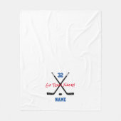 アイスホッケースティックパックスポーツチームカラー文字 フリースブランケット (正面)