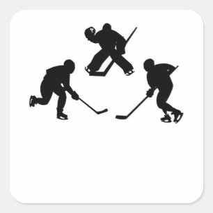 アイスホッケースティックプレーヤーシルエットクールスポーツギフト スクエアシール