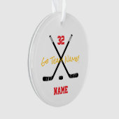 アイスホッケースポーツチームカスタム文字カラーおもしろい オーナメント (正面)